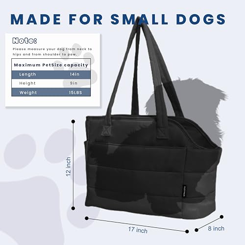 Lightweight Puffy Dog Purse Carrier for Small Dogs (Black)
