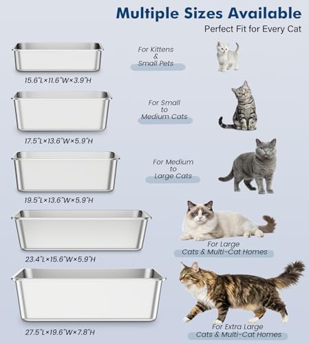 2 Packs Stainless Steel Cat Litter Box