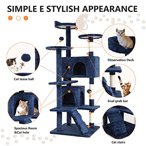 54" Cat Tree Tower (54in / Navy Blue)