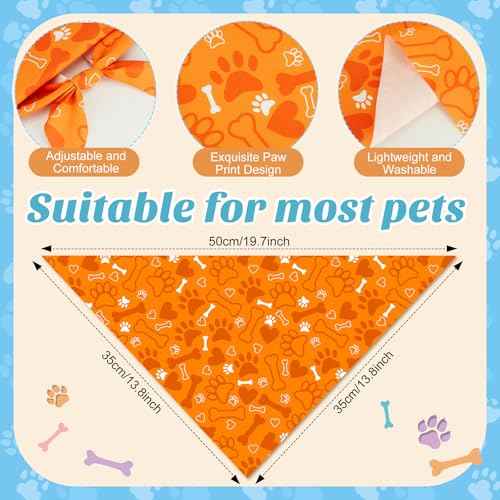 50 Pcs Paw Print Dog Bandanas Bulk for Party (Paw Pattern / 19.7 x 13.8 x 13.8 Inch)