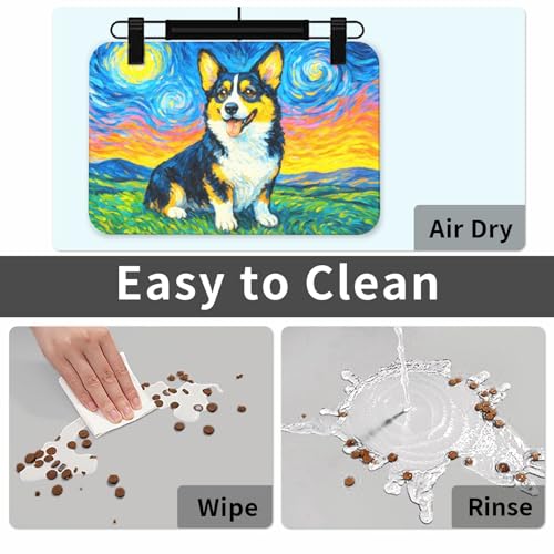 Starry Night Tri Color Dog Dog Food Mat Waterproof Pet Cat Placemat (Starry Night Tri Color Dog / 30x45cm)