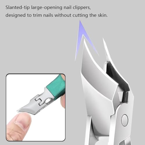 Angled Nail Clippers Green Eagle Beak Oblique Slanted Curved Thick Professional Nail Clippers for Women Adult Men Ingrown (Modern)