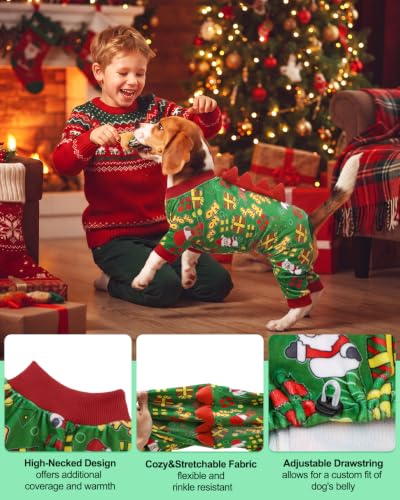 Dinosaur Costume Halloween Christmas Dog Pajamas (Medium / Ho Ho Santa)