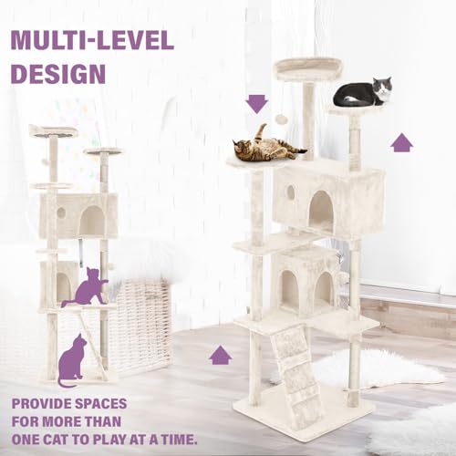 70 Inches Cat Tower for Indoor Cats Multi (70 in / Beige)