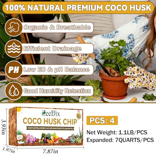 4 Pack Coco Husk Chips for Plants