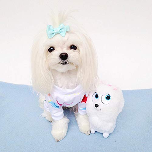 Dog Halloween Pajamas Puppy Onesies Small Dogs Soft Pjs Coat Cat Apparel Comfy Pet Christmas Clothes Outfit Doggie Bodysuit (Medium / White Dino)