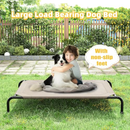 Raised Dog Bed for Large Dogs (47.75"L x 30.5"W x 8"Th / Brown)