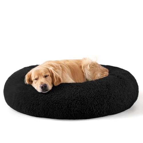 Dog Beds Large Sized Dog and Cats (Black / 32.0"L x 32.0"W x 8.0"Th)