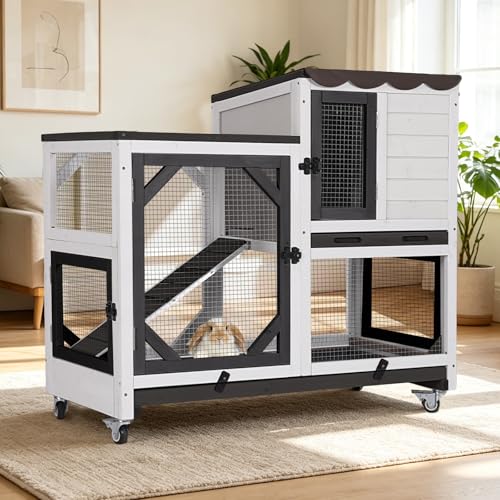 Rabbit Hutch Indoor for 2 ((White & Black-AIR7013))