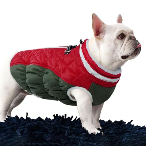 Dog Winter Coat Fleece Warm Large Dog Coat with Harness Built in (Christmas / XXXL(chest:43in))