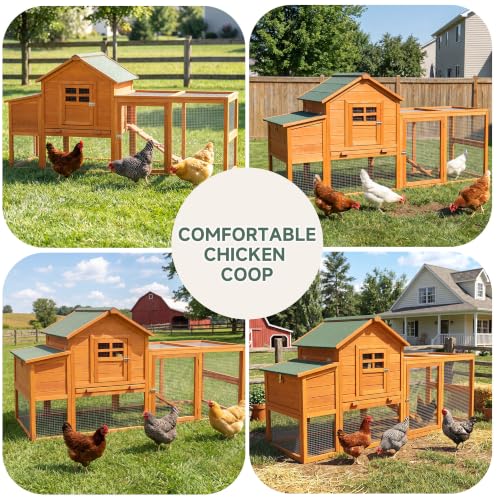 Wooden Chicken Coop 3 (76.0"L x 22.5"W x 38.6"H)