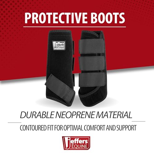 Equine Protective Horse Boots 1 Pair Black (Black / Medium)