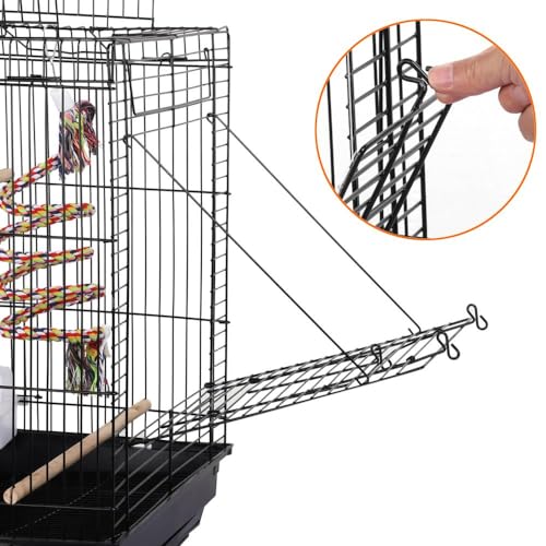 Open Play Top Travel Bird Cage for Conure Sun Parakeet Green Cheek Conure Lovebird Budgie Finch Canary (Black)