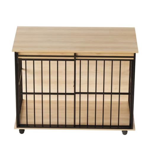 Dog Crate Furniture for Large Dogs Wooden Indoor Kennel End Table Natural (43 Inch Natural)