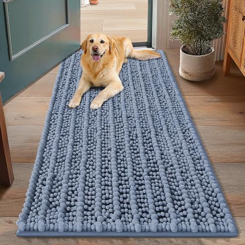 Dog Door Mat for Muddy Paws 48x30 (Layered-Airy Blue / 48"X30")