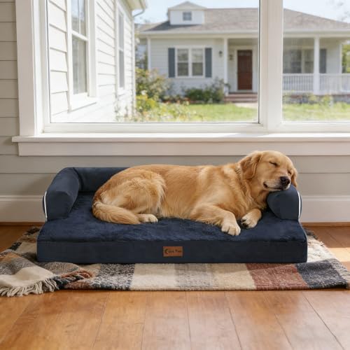 Orthopedic Dog Bed for Extra Large Dogs (Navy Blue / 53.0"L x 42.0"W x 8.0"Th)