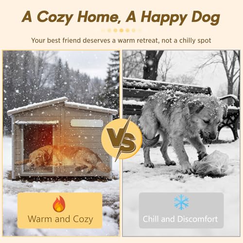 Outdoor Wooden Dog House for Small & Medium Dogs (Grey / 43.5"D x 29.5"W x 33.5"H)