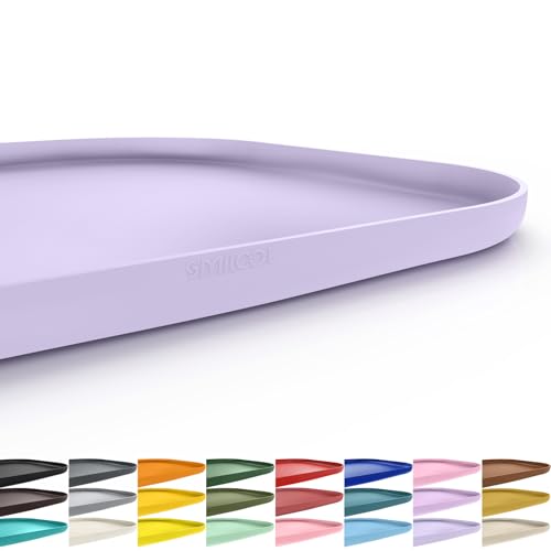 Waterproof Silicone Pet Food Mat with Raised Edge for Dog & Cat (Light Purple / 19"L x 12"W)