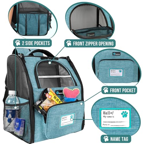 Dog Backpack Carrier Airline Approved Cat Pet Puppy Bag (Sea Blue)