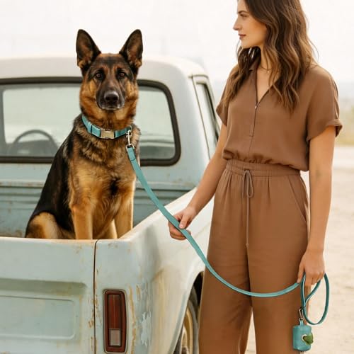 Soft PU Leather Dog Collar for Large Dogs (XL：Fit 20-26" Neck, Width 1¼" / Green)