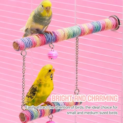 2pcs Gradient Colorful Bird Rope Perch Stand