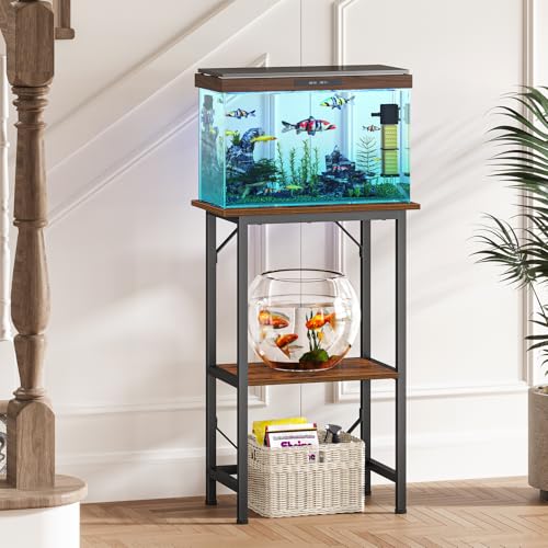 10 Gallon Fish Tank Stand (Rustic Brown / 10 Gal-2 Tier)
