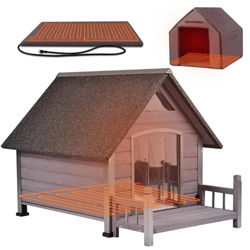 Heated Dog House for Outside Insulated Dog House Outdoor Weatherproof with Safe Heated Pad