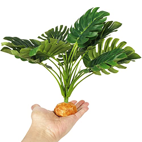 Fake Monstera Plants Reptile Terrarium Decor Gecko Tank Accessories (A-fake Monstera Plant)