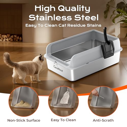 Stainless Steel Litter Box (XXX-Large / Light Grey)