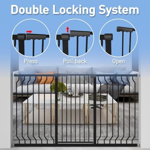 40.55" Extra Tall Baby Dog Pet Gate 57.48 (Black / 57.48-74.4"/146-189cm)