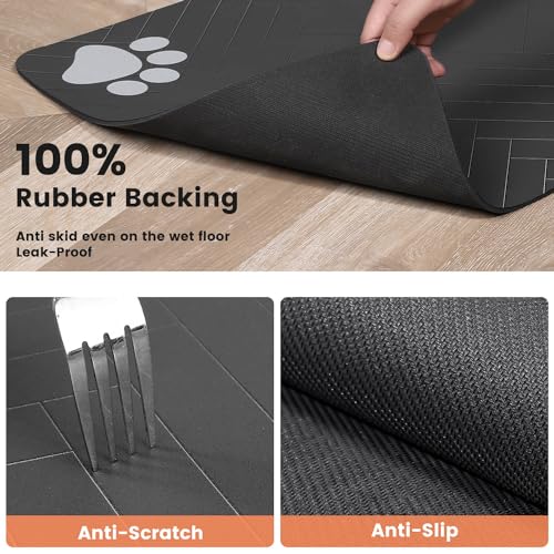 Pet Feeding Mat (Dark Gray / 20"L x 12"W)