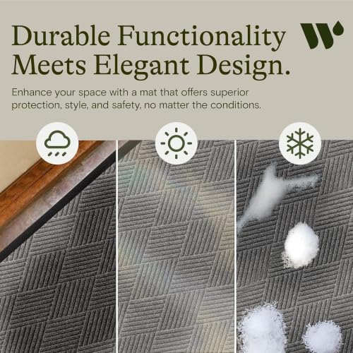 Diamonds Front Door Mat Indoor Outdoor Entrance (59"L x 35.5"W x 0.4"Th / Medium Grey)