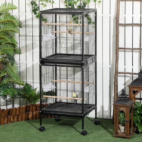 Large Bird Cage 1.7 ft. Width for Wingspan 55" (Black)