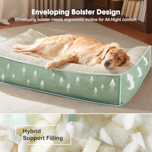 Orthopedic Dog Bed Medium Size Dog (Beige / 35"L x 25"W x 8"Th)