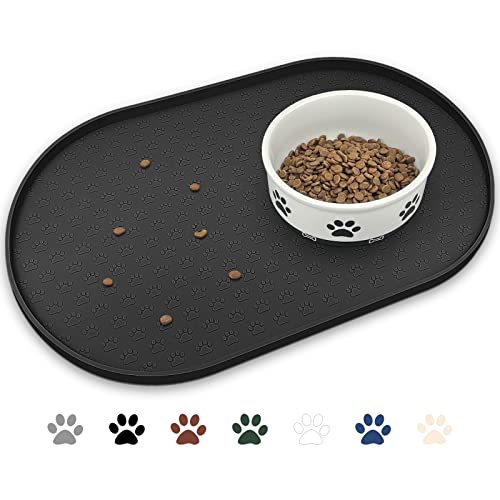 Dog Food Mat Spill (Black / 19"L x 12"W)