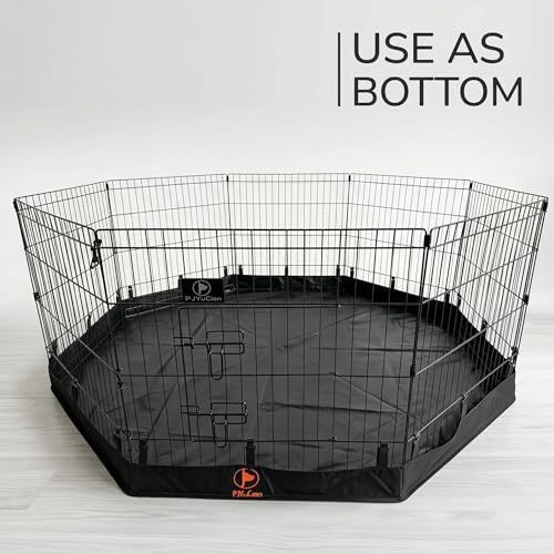 Puppy Playpen with Bottom Pad and Door (Black / X-Small Pen: 24-Inch High)