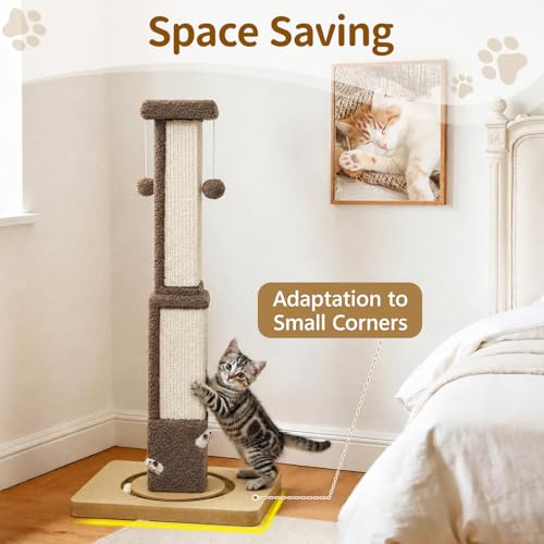 33.8" Tall Sisal Vertical Cat Scratching Post for Indoor