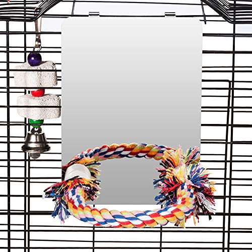 7" Bird Mirror with Rope Perch (Medium)