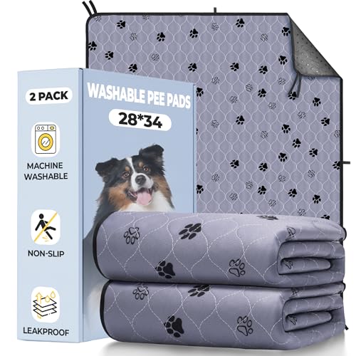 Washable Pee Pads for Dogs (Gray / 28*34 Inch (Pack of 2))