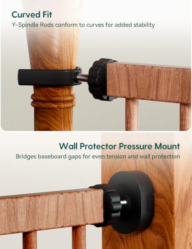 29 48 in Pressure Mounted Baby Gate for Stairs (Brown Wood Pattern / 30"High 29"-48" Wide)