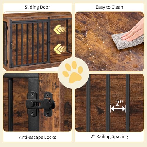 77.6" Double Dog Crate Furniture (Rustic Brown / 77.6"L x 23.6"W x 26.4"H)