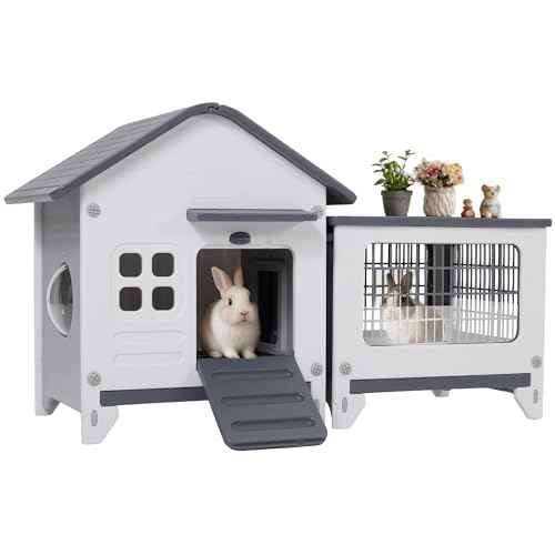 Plastic Rabbit Cage Outdoor Indoor (Grey / 45.3"L x 20.1"W x 27.2"H)