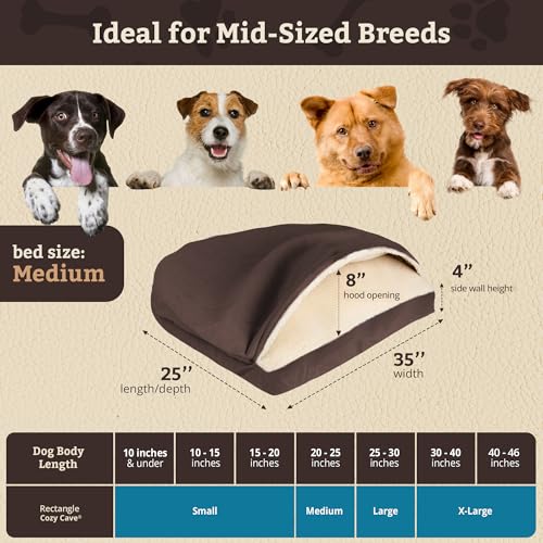 Rectangle Cozy Cave Dog Bed (Hot Fudge / Medium)