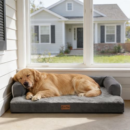 Orthopedic Washable Dog Bed for Medium Dogs (Dark Grey / 35.0"L x 22.0"W x 7.0"Th)