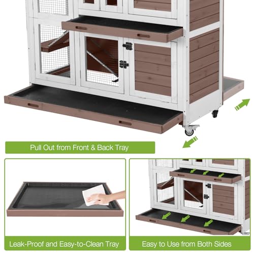 Two Story Rabbit Hutch with Chew (Beige)