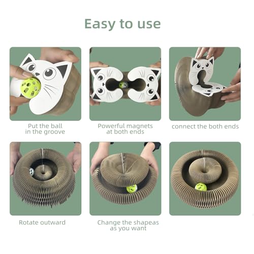 Interactive Scratching Board for Playful Kitties Magic Accordion Cat Scratching Post (1 Pack Round)