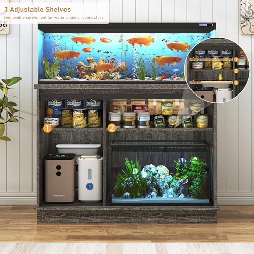Farmhouse 30 40 Gallon Fish Tank Stand with Power Outlet (Grey / 30-40 Gallon)