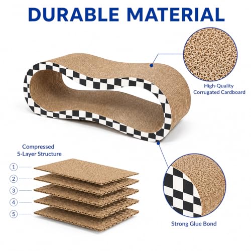 2 in 1 Large Cardboard Cat Scratcher Lounger (2 IN 1 Large Checkerboard)