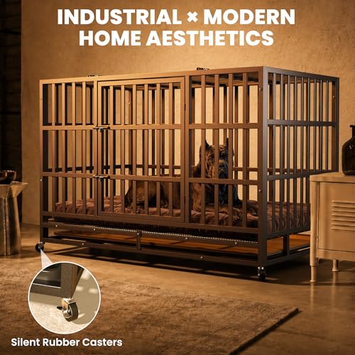 48 Inch Heavy Duty Dog Crate (Black / Large)