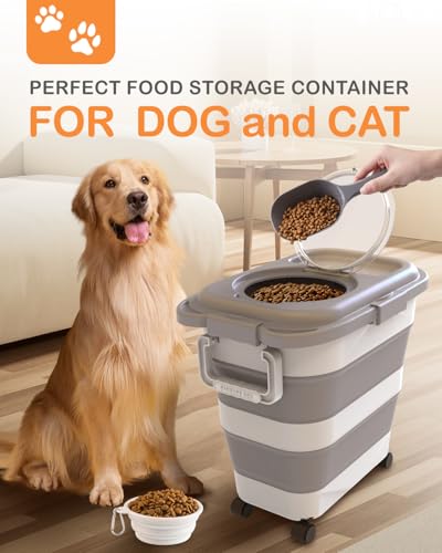 25 28Lbs Dog Food Storage Container Airtight (Grey/25-28 Lbs)